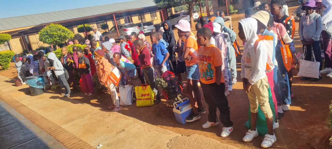 Learners lined up for school trip